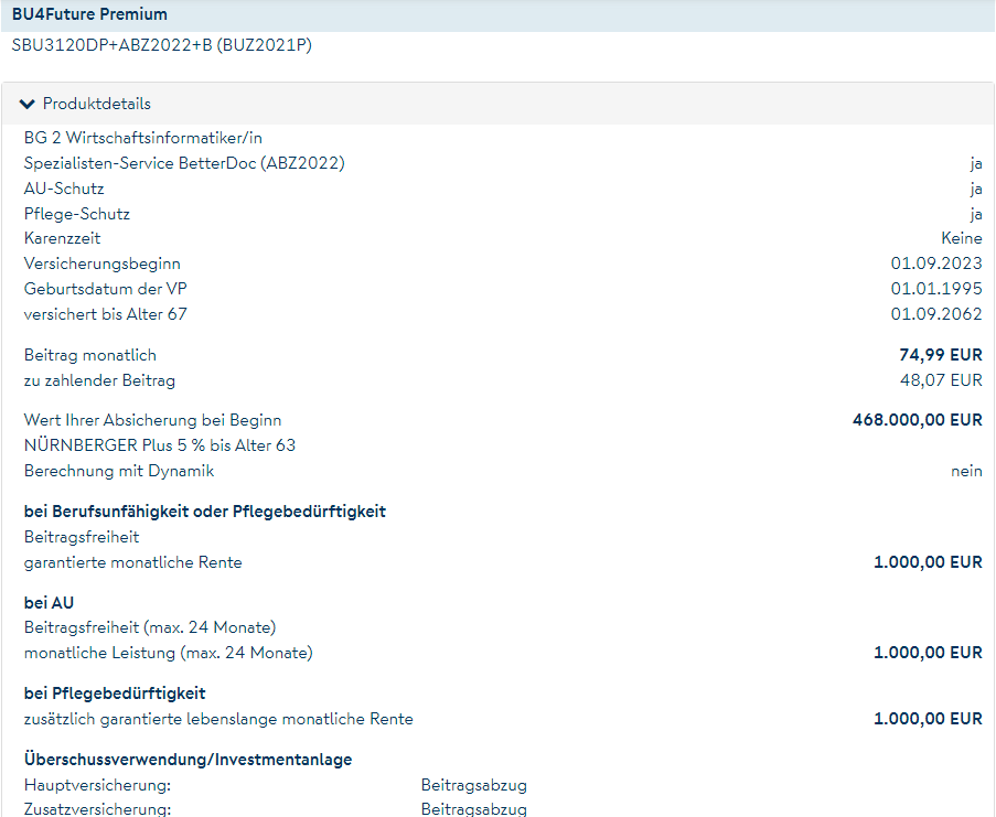 Berufsunfähigkeitsversicherung für Wirtschaftsinformatiker Bacholor