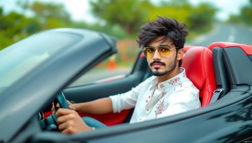 Young driver in a Car insured by VHV
