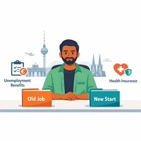 Indian expat in Germany after job loss checking unemployment benefits, health insurance and pension options