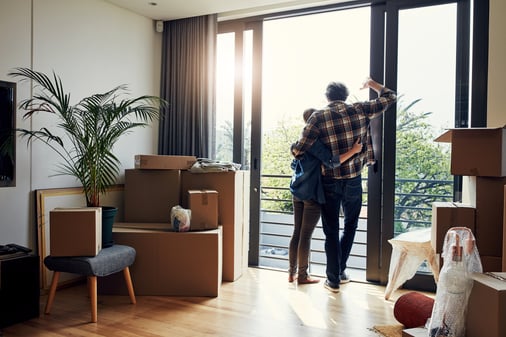 Couple moving into their new home in Germany