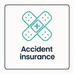 Cricket bat, ball, and a bandage – stands for accident insurance for sporty and active indian expats