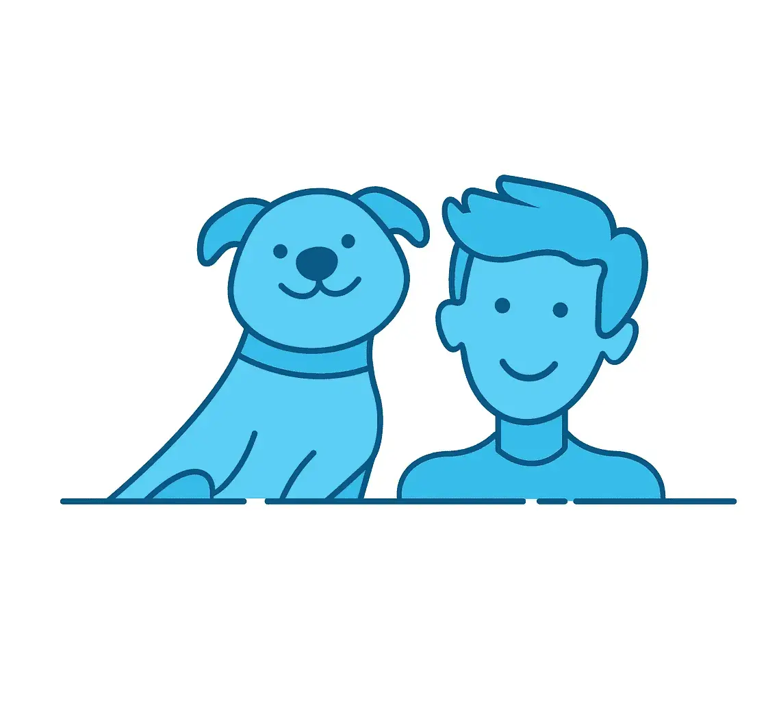 Dogowner image with a dog and owner for liability insurance