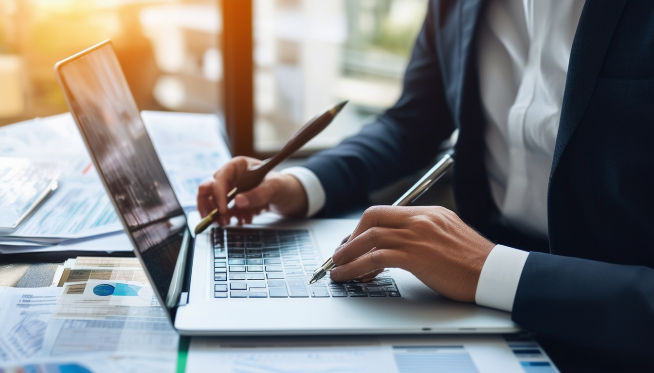 A business professional reviewing various legal in